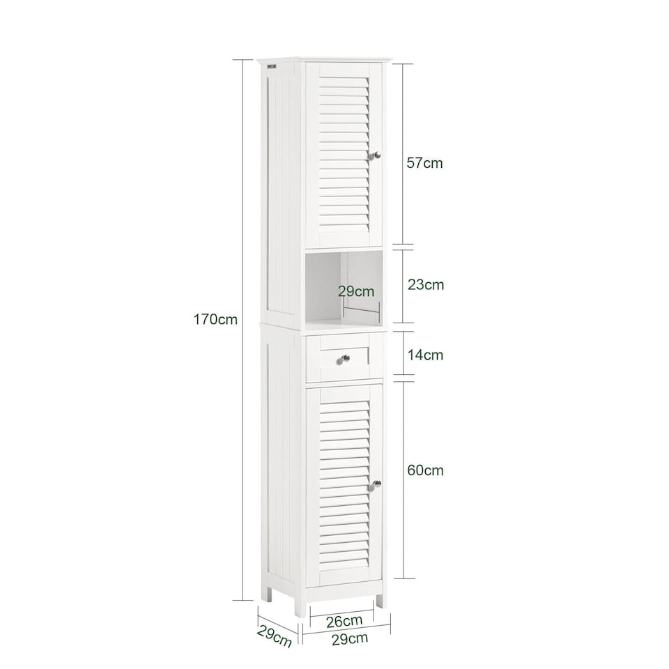 image 1 of SoBuy FRG236-W,Tall Bathroom Storage Cabinet Freestanding Unit with 2 Doors