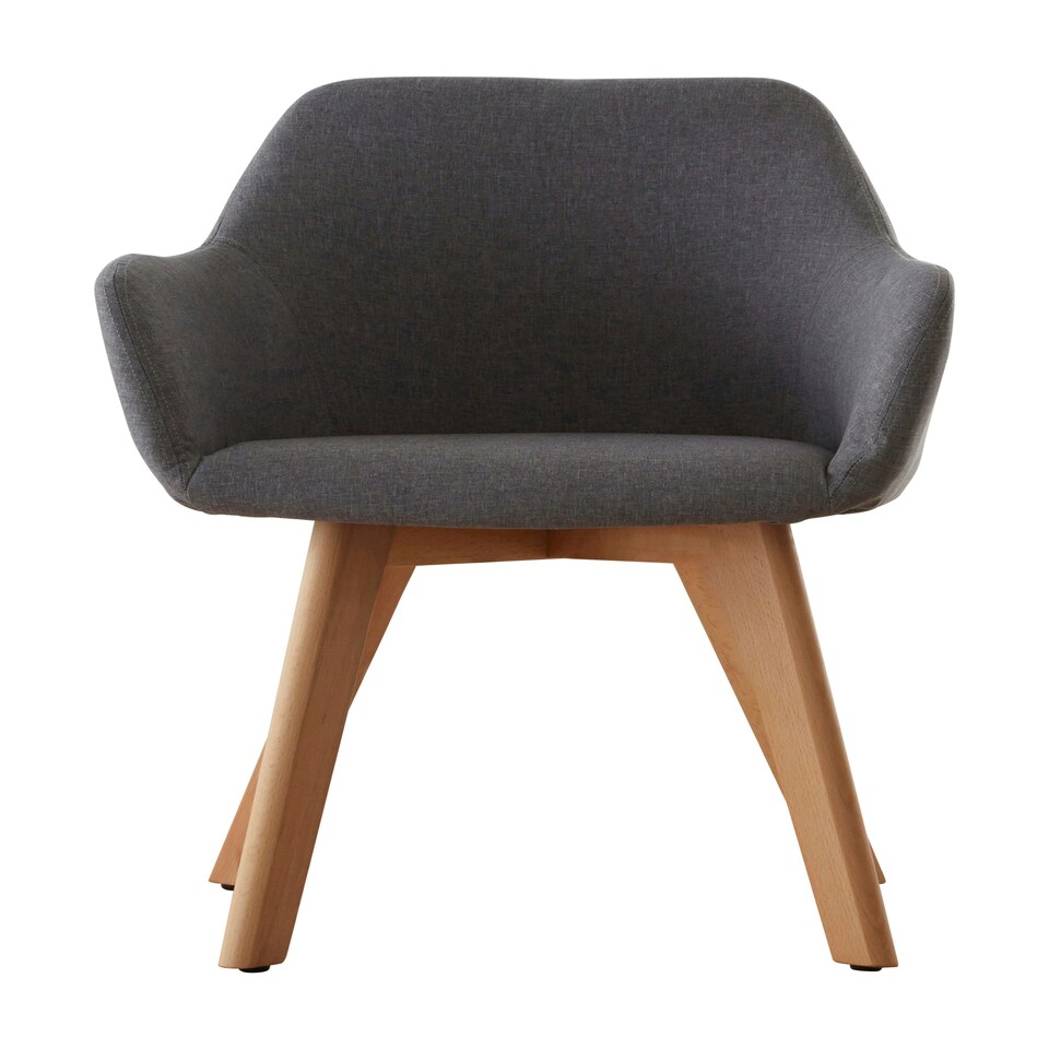 image 1 of Interiors by Premier Grey Fabric Chair With Wood Legs, Backrest Dining Chair, Easy to Clean Accent Office Chair