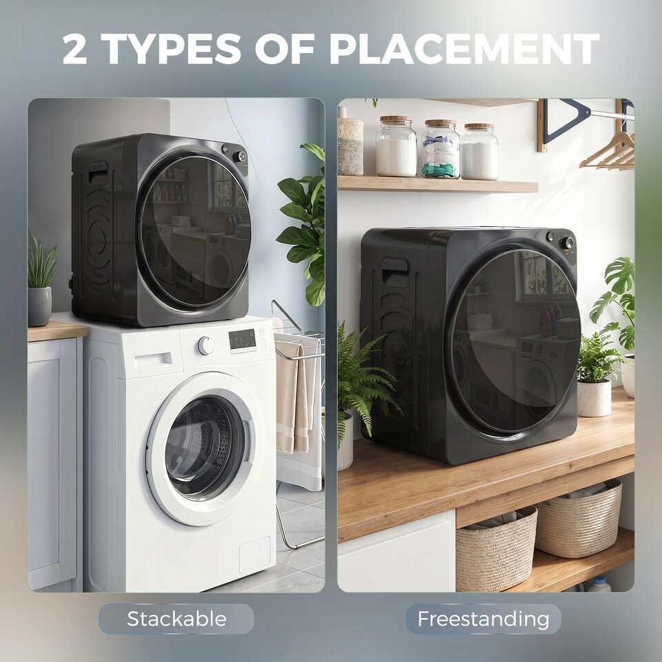 image 1 of HOMCOM 5kg Vented Tumble Dryer, Compact Dryer with 5 Drying Modes