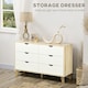 image 3 of HOMCOM Bedroom Chest of Drawers, Wide 6-Drawer Dresser, Storage Drawer Unit with Wood Legs for Living Room, White and Light Brown