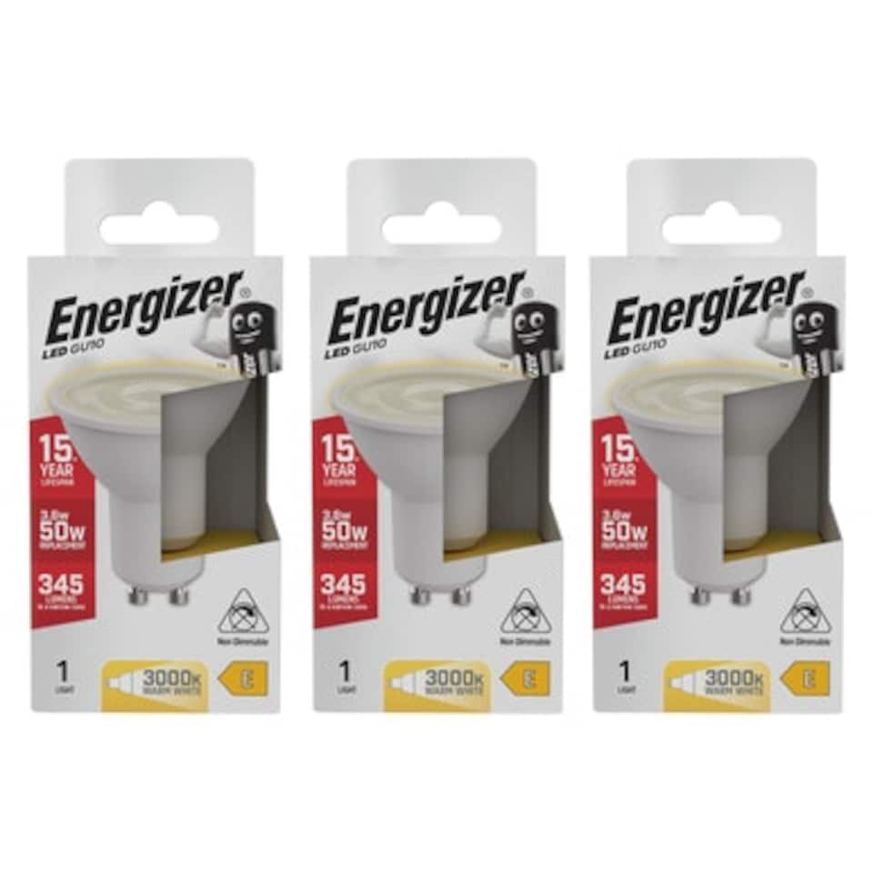image 1 of Energizer LED GU10 345lm 3.6W 3000K (Warm White) Light Bulb - Pack of 3
