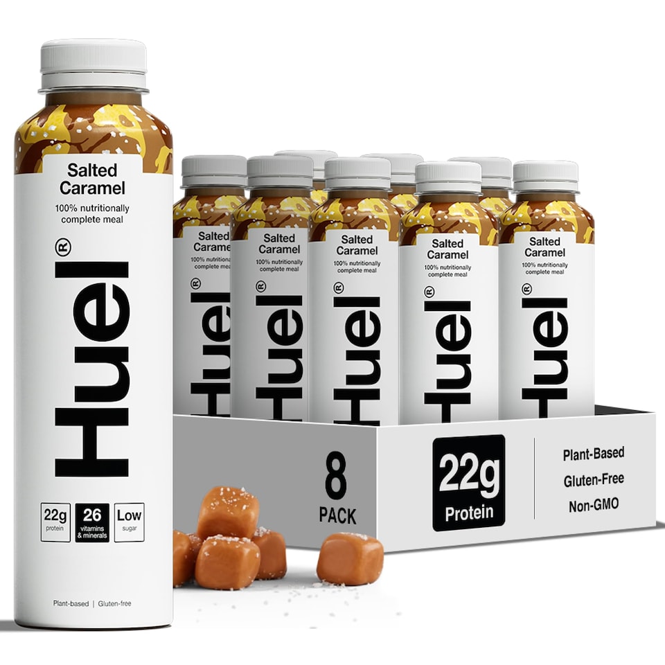image 1 of Huel Ready-to-Drink Meal, Salted Caramel Protein Drink, 500ml Bottles (Pack of 8) - Protein Shakes, Pre-Portioned Meal, 20g of Protein per Bottle