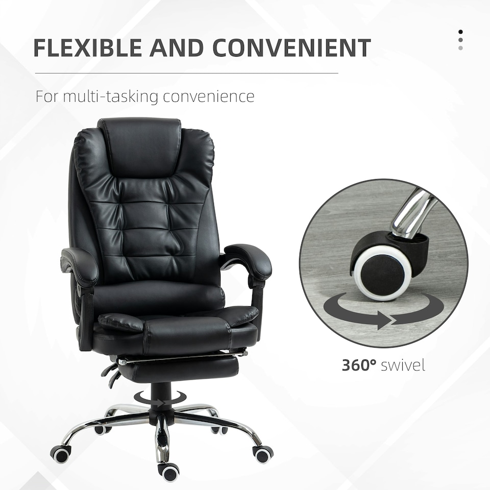 image 1 of HOMCOM Executive Office Chair PU Leather Swivel Chair with Footrest Black