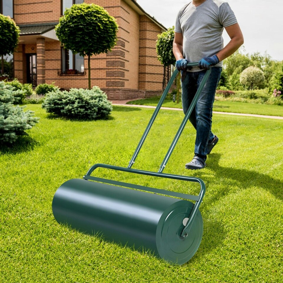 image 1 of COSTWAY 63L Steel Garden Lawn Roller Water Sand Filled