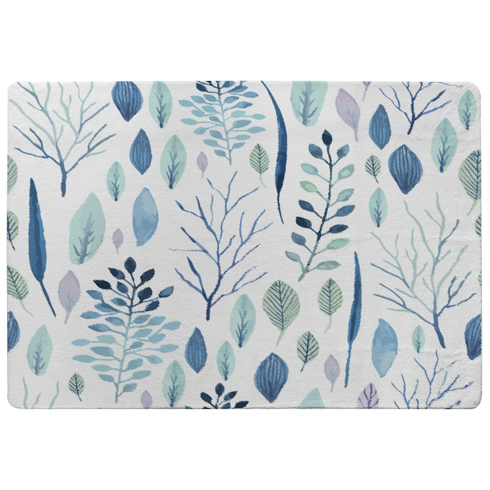 image 1 of Winter Branches & Leaves (Rug) Blue | Medium: 80x150cm