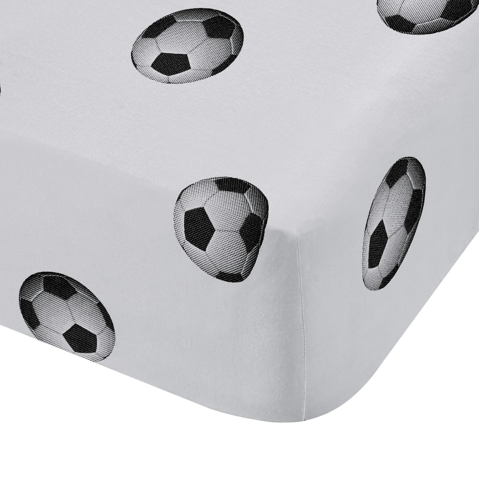 image 1 of Catherine Lansfield Football Single Fitted Sheet Black/White
