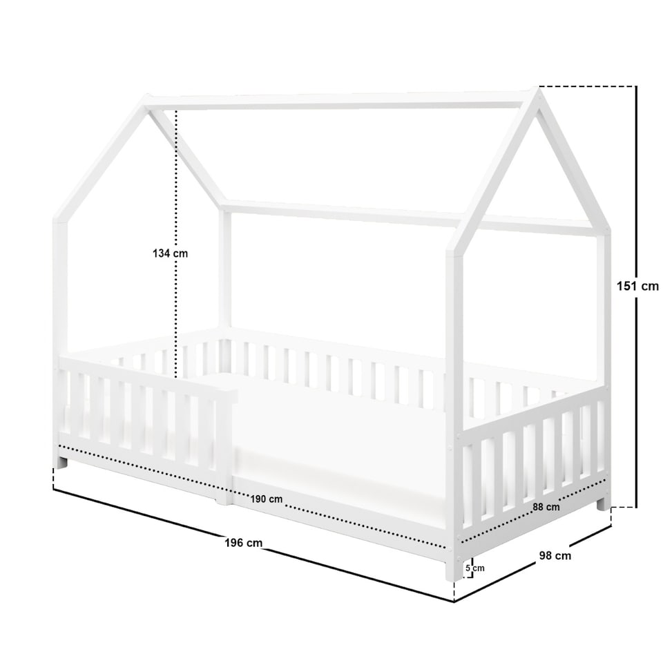 image 1 of Flair Explorer Play House Floor Bed with Rails White Wooden