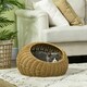 image 2 of PawHut Wicker Cat House with Washable Cushion for Indoor Cats, Light Brown