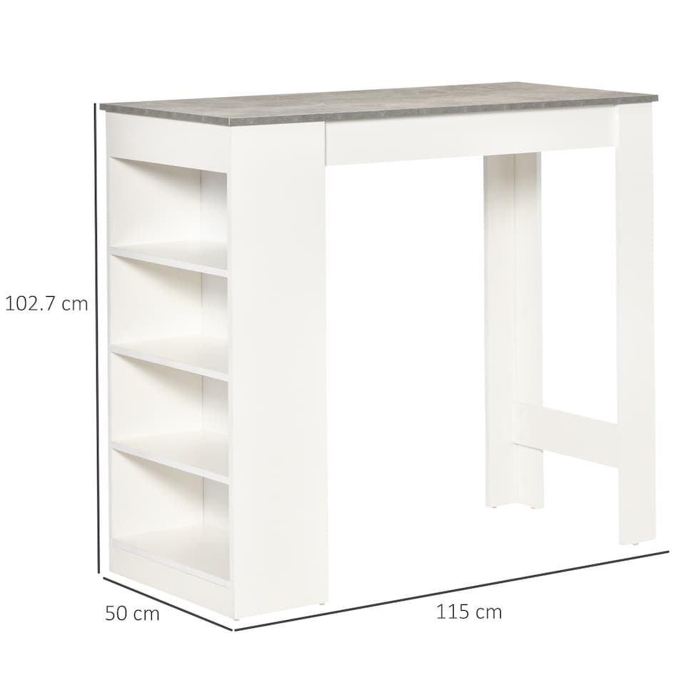 image 1 of HOMCOM Bar Table Coffee Table Kitchen Dining Table with 4-Tier Shelf Grey
