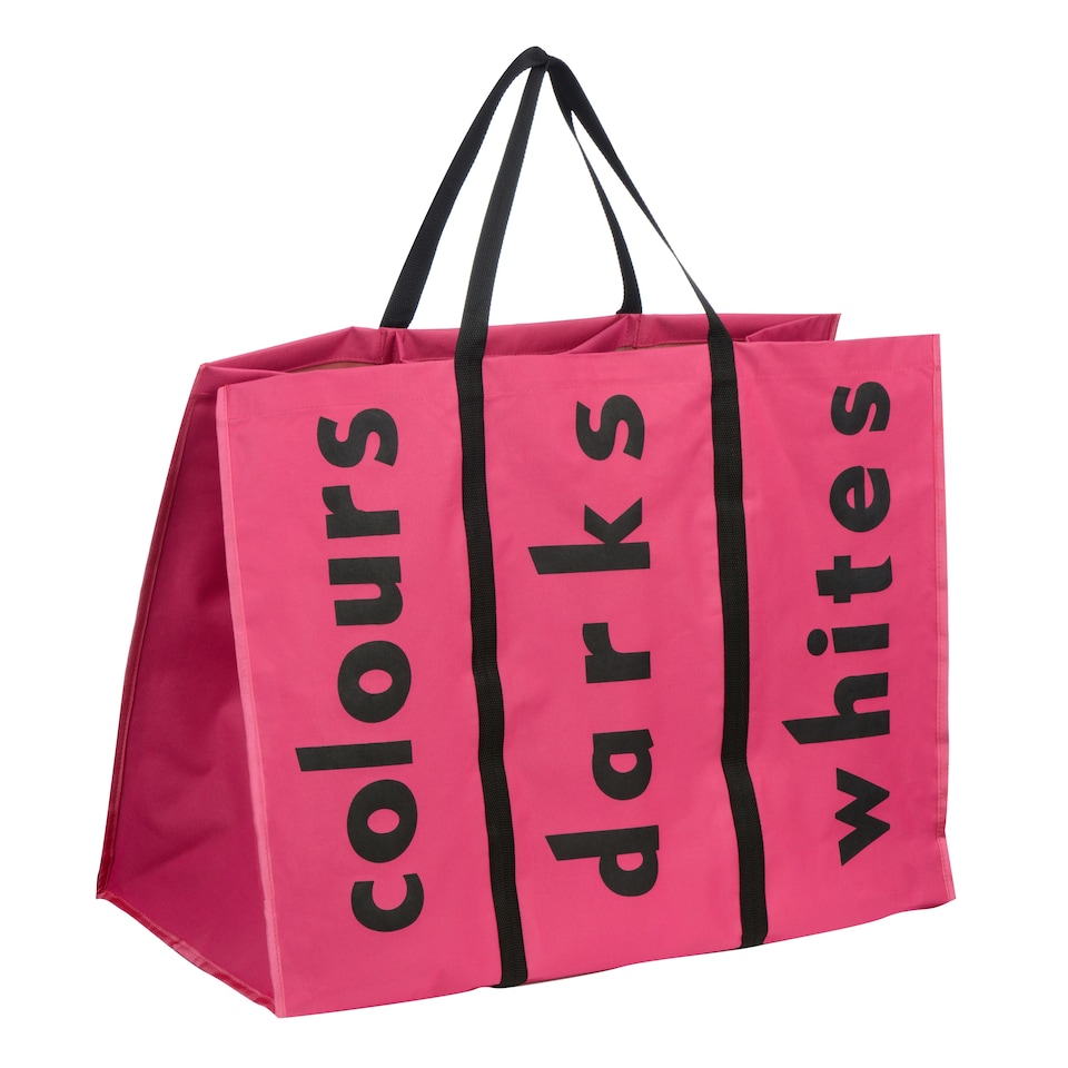 image 1 of Hot Pink 3 Section Laundry Bag Pink | Pink