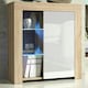 image 2 of Sideboard 75cm White Gloss Door Oak Matt Body Glass Shelves Free LED Multi | Oak & White