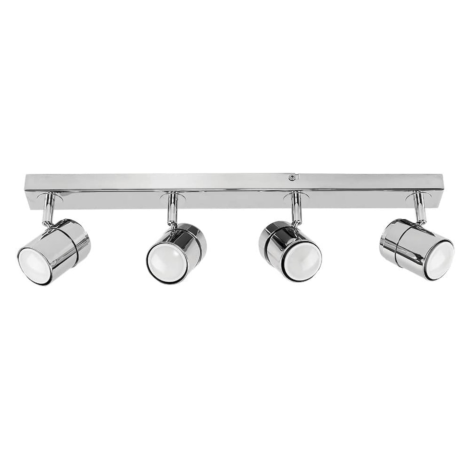 image 1 of ValueLights Rosie 4 Way Silver Ceiling Spotlight Bar and Cool White Bulbs
