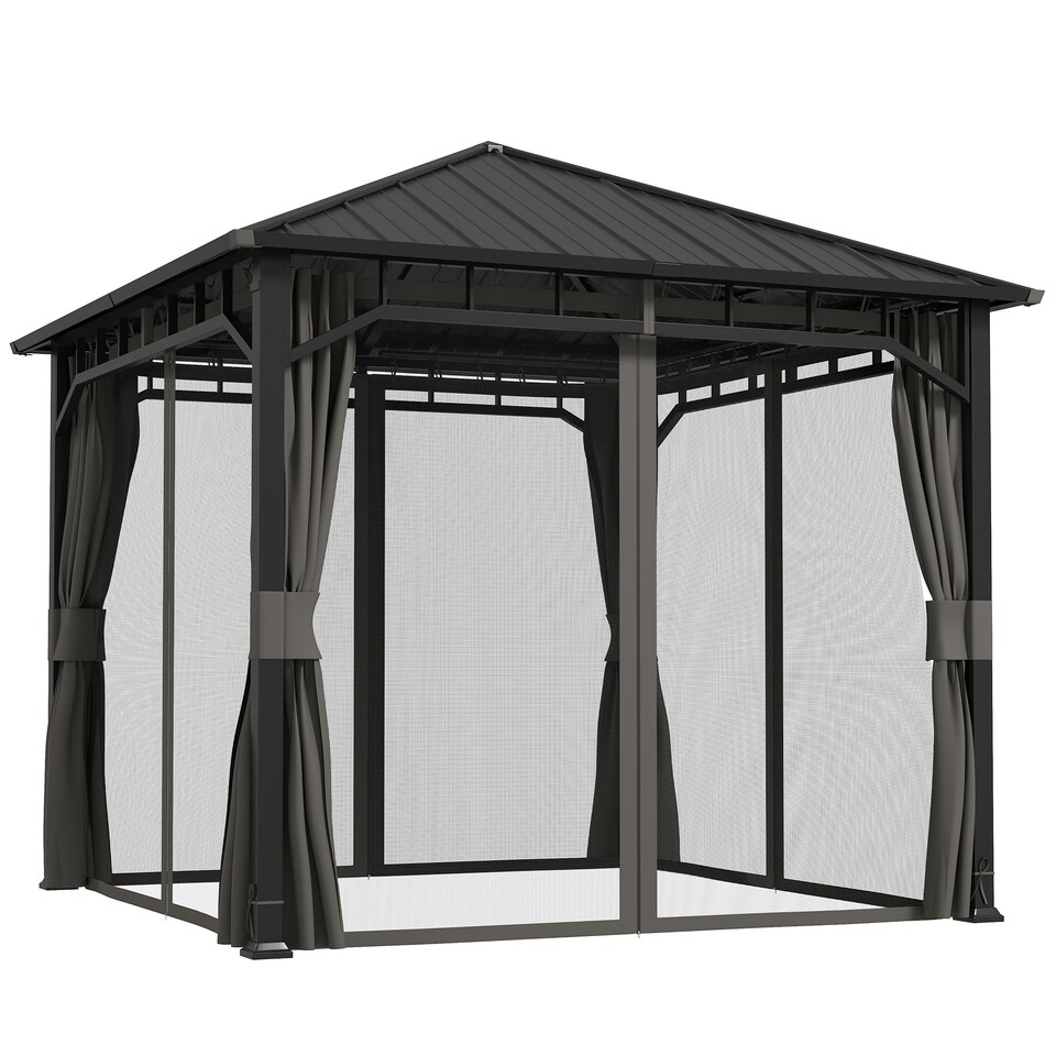 image 1 of Outsunny 3 x 3(m) Hardtop Gazebo with Galvanised Steel Roof and Sides