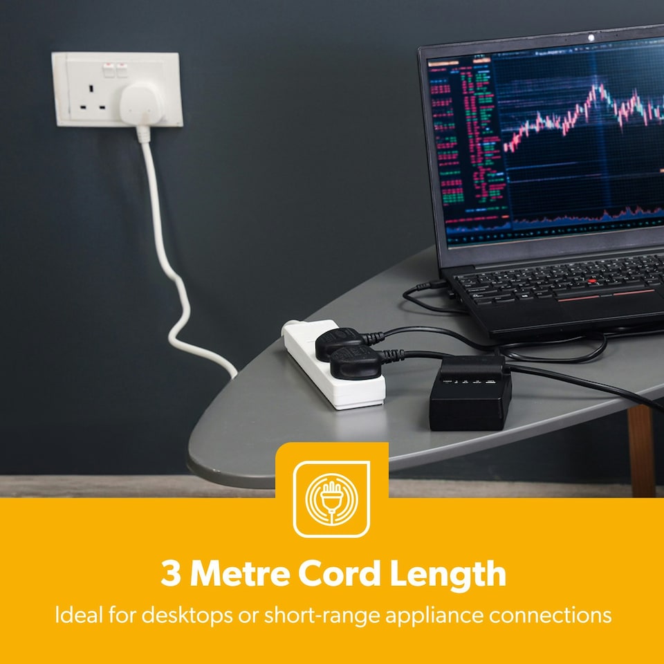 image 1 of GEEPAS 3 Gang Extension Lead, 3M Cable