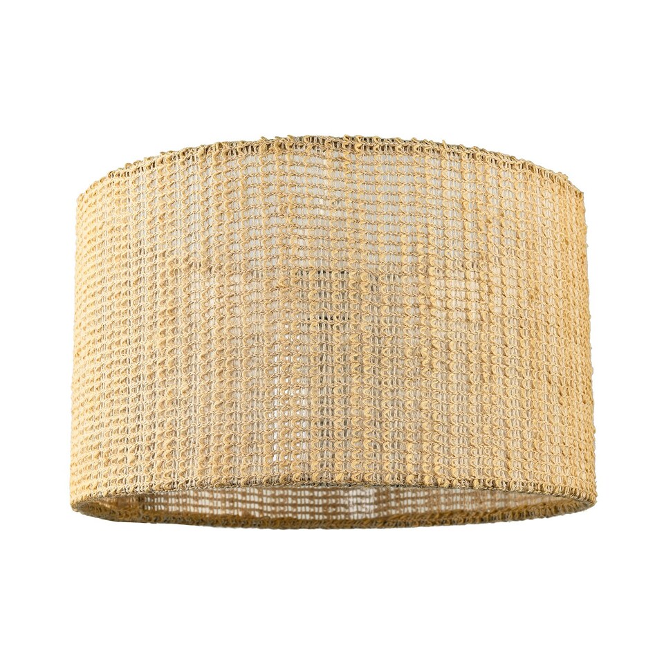 image 1 of Unique Natural Brown Linen String Lamp Shade with Inner Clear PVC Cream