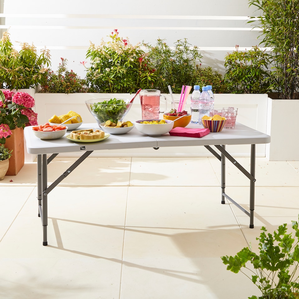 image 1 of Folding Picnic Table Portable 4FT Extendable Height