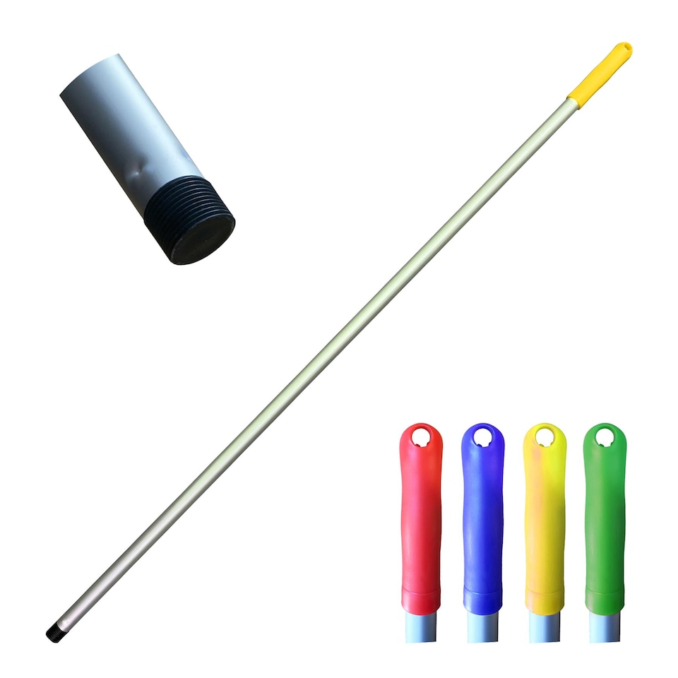 image 1 of Colour-Coded Aluminium Mop & Broom Handle 120cm Universal Screw Fit
