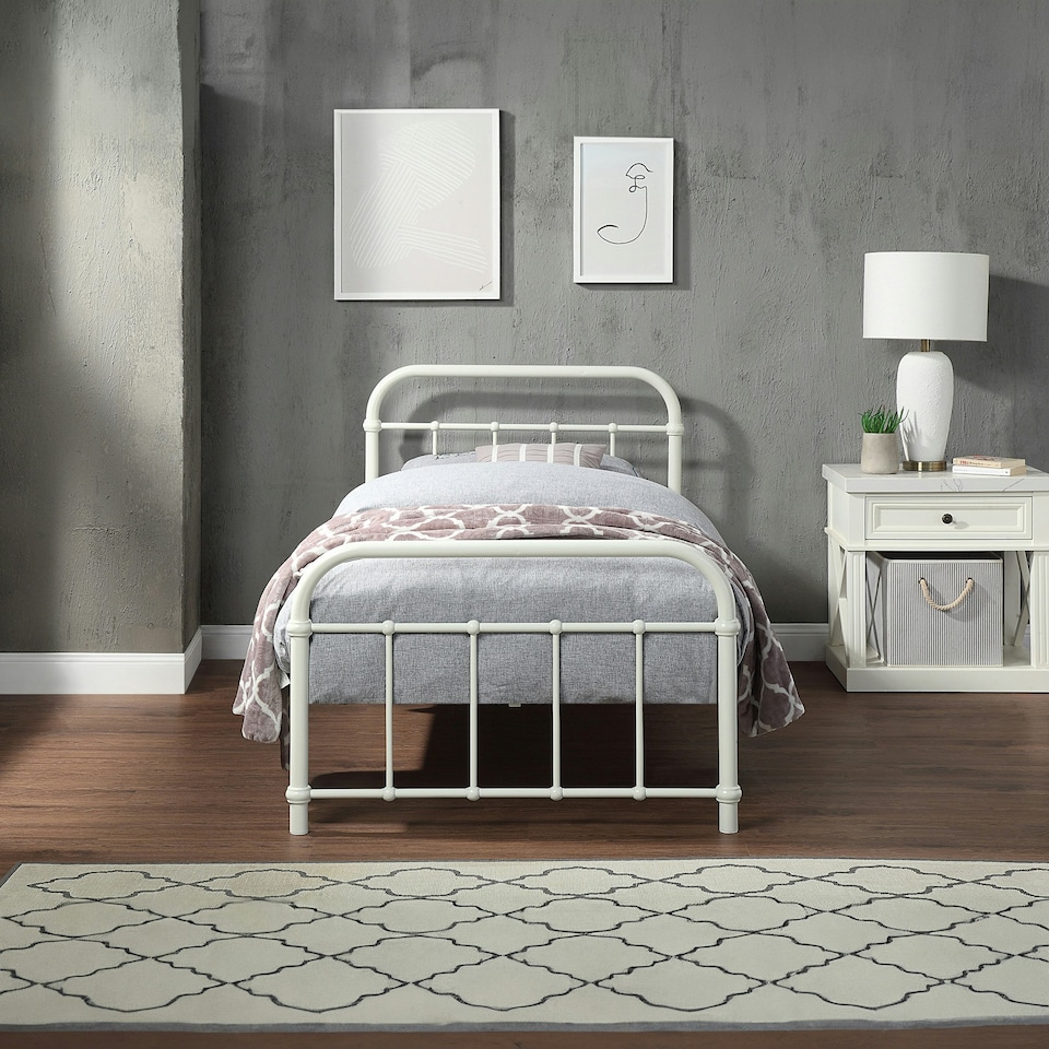 image 1 of Tewin Vintage Hospital Style White Metal Bed Frame (Single)