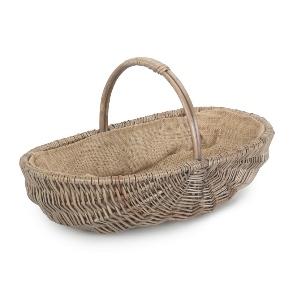 image 1 of Wicker Small Shallow Antique Wash Lined Garden Trugs