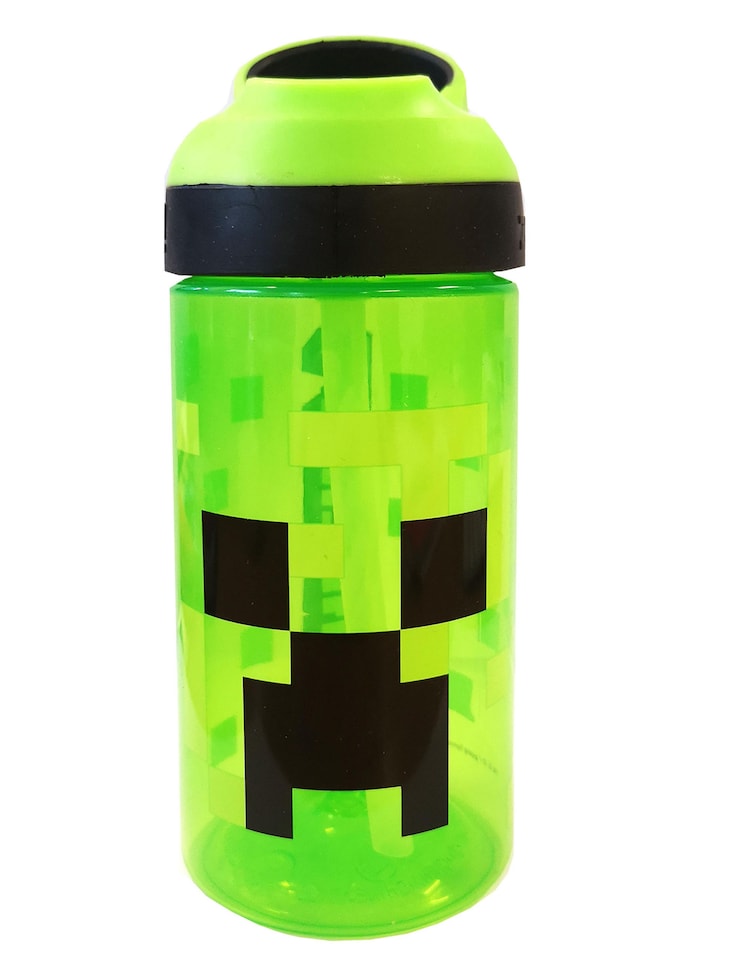 image 1 of Minecraft Lunch Box Set for Boys | Kids Creeper Face School Lunch Bag, Water Bottle & Snack Pot | Children's Gamer Merchandise One Size