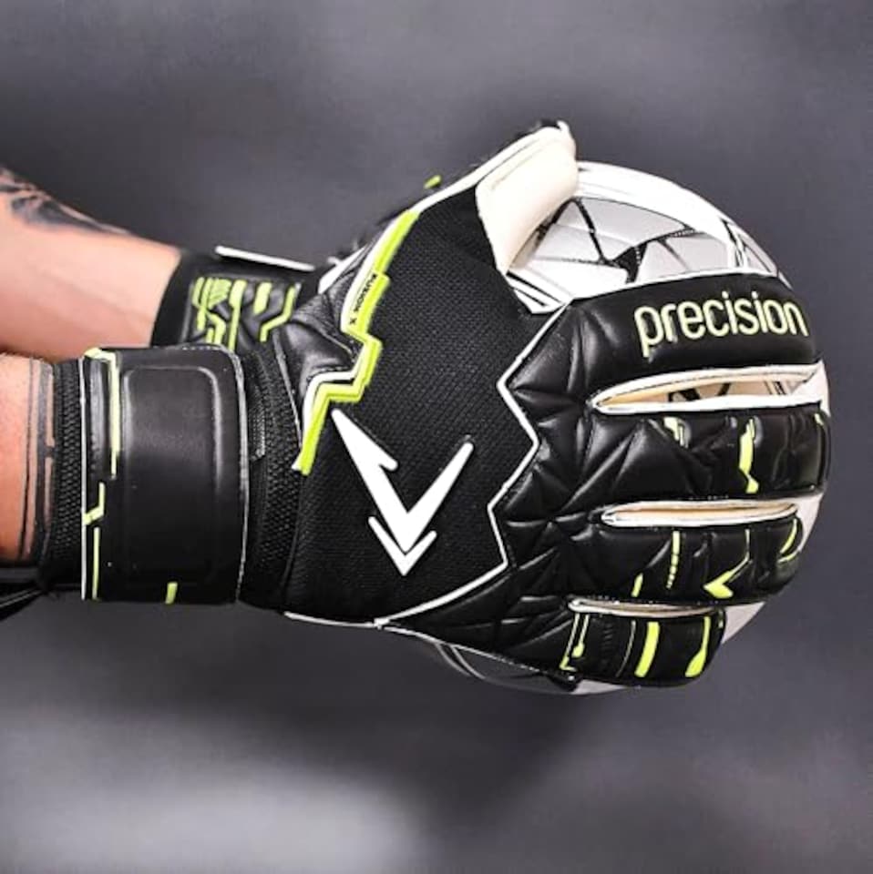 image 1 of ​​Precision Fusion X Pro Roll Finger Giga Professional Football Junior Goalkeeper Gloves, Black, 6