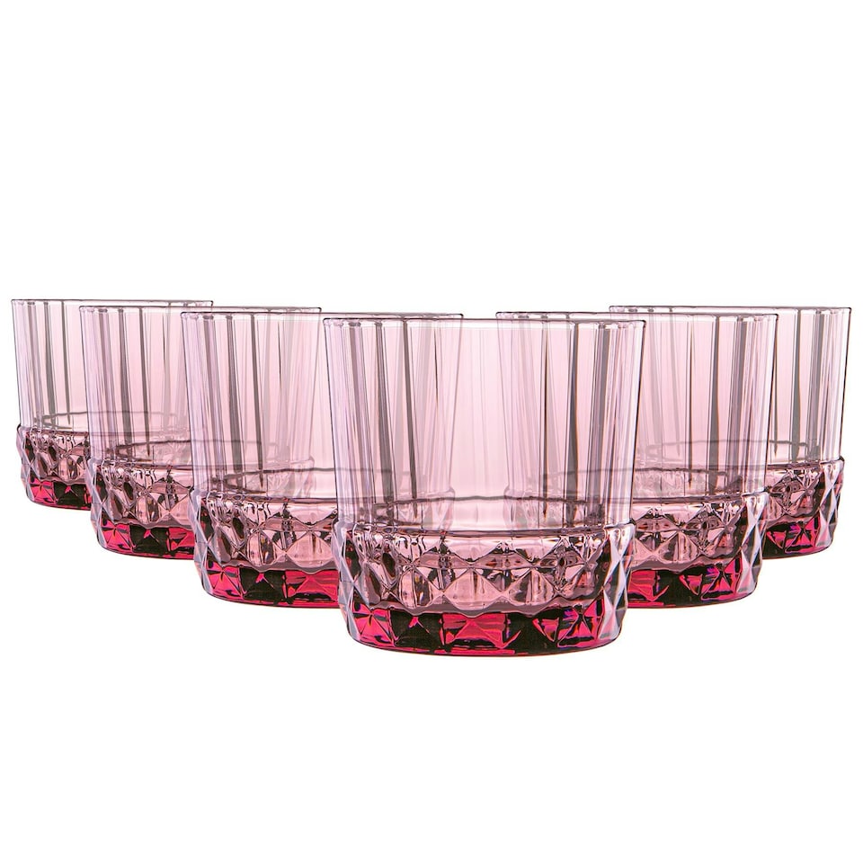 image 1 of Bormioli Rocco America '20s Water Glasses - 370ml - Lilac Rose - Pack of 6 Pink