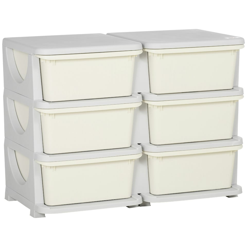 image 1 of HOMCOM Kids Storage Unit Toy Box Vertical Dresser with Six Drawers Blue | 75 x 37 x 56.5cm