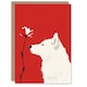 image 1 of White Dog Lover Canine Flower Red Design Woman Her Birthday Card