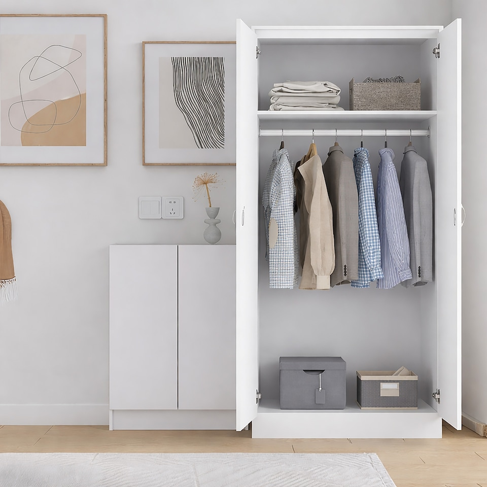 image 1 of LUXURY White Mirrorred 2 Door Soft close wardrobe - height 180 cm