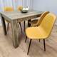 image 7 of Dining Table and 4 Chairs Rustic Effect Table with 4 Mustard Gem Patterned Chairs Brown