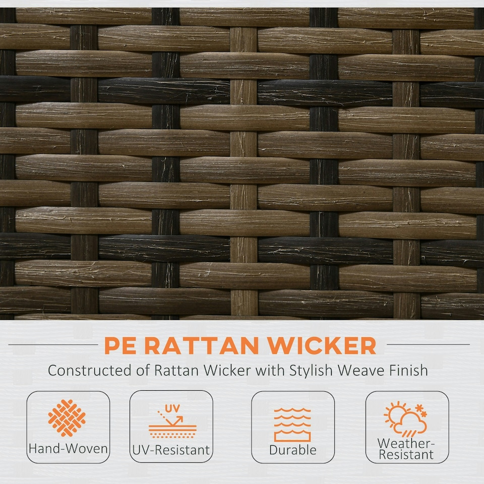 image 1 of Outsunny 4Pcs Patio Rattan Sofa Garden Furniture Set with Table Cushions Orange