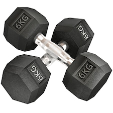 HOMCOM Hexagonal Dumbbells Kit Weight Lifting Exercise for Home Fitness 2x6kg