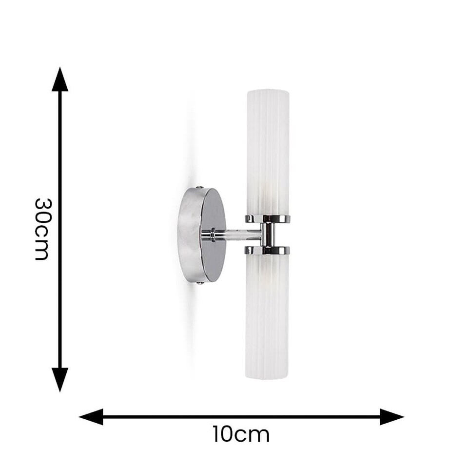 image 1 of ValueLights Canya Chrome 2 Way IP44 Frosted Glass Wall Light | Silver