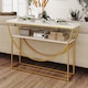 image 3 of COSTWAY 2-Tier Faux Marble Top Console Entryway Table White