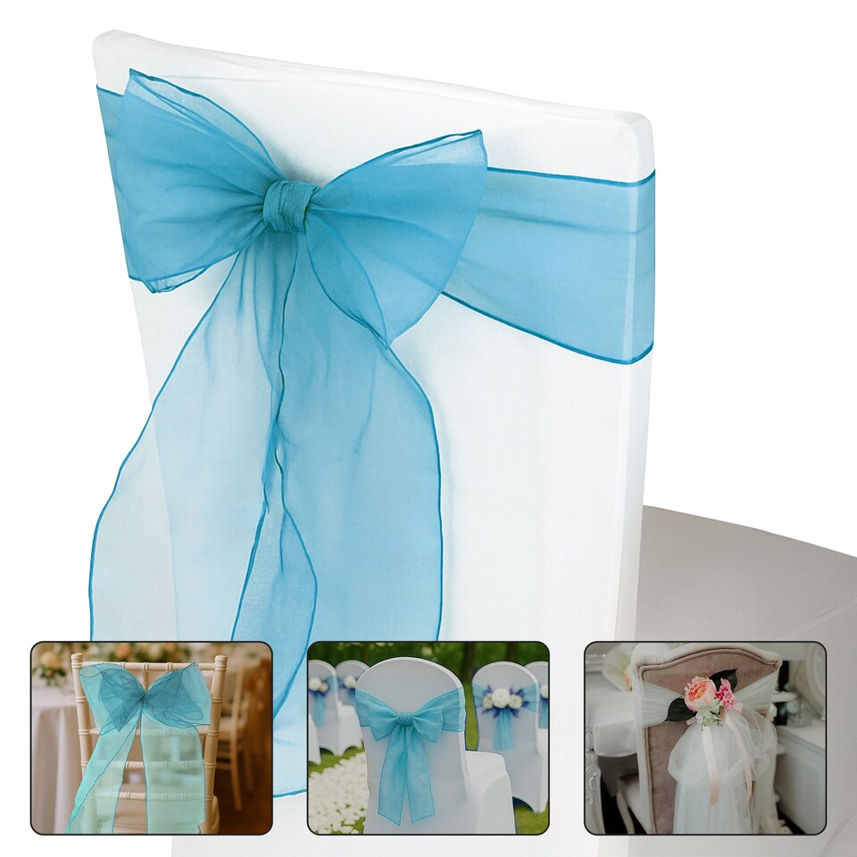 image 1 of 17 x 280cm Organza Chair Sashes, Sheer Sash Ties - 25pcs
