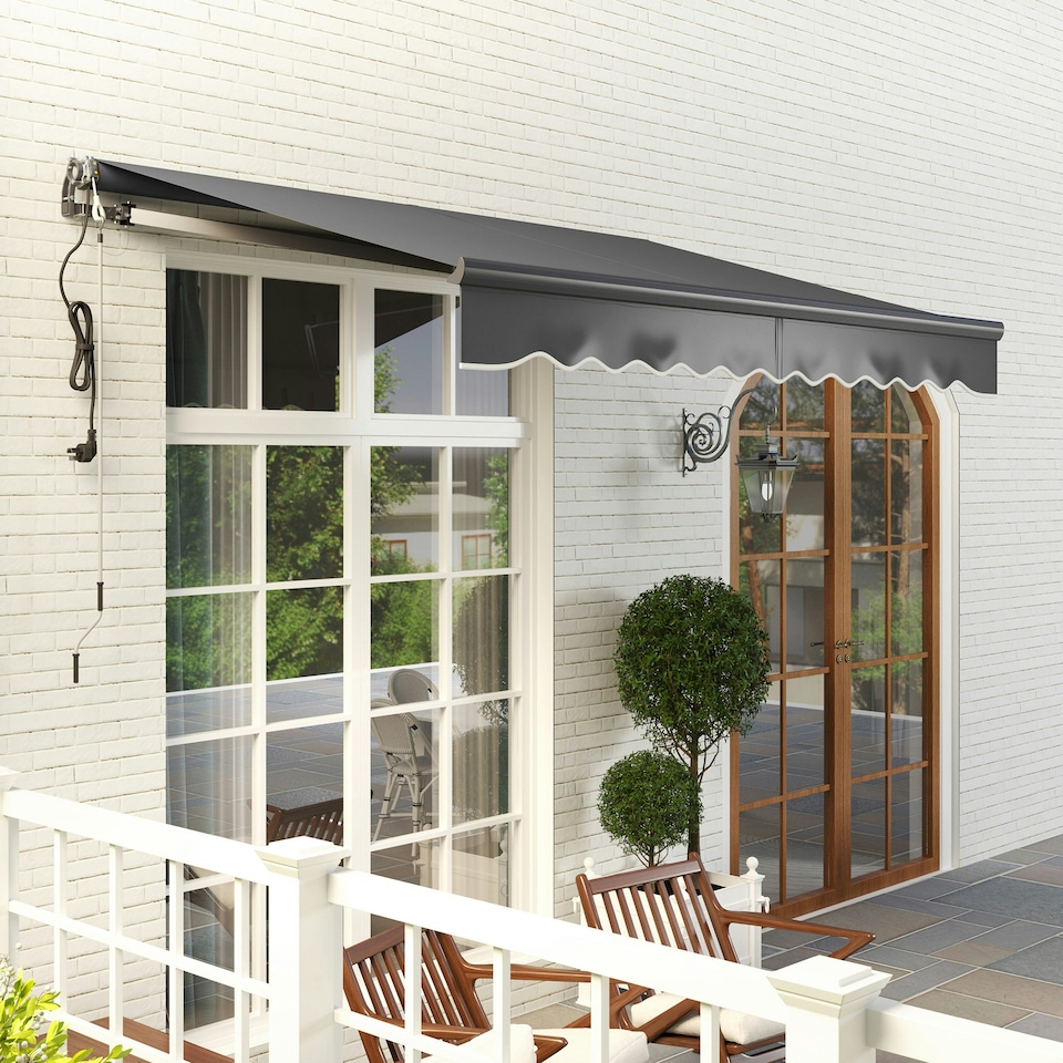 image 1 of Outsunny Electric Retractable Awning w/ Aluminium Frame Beige Grey | Dark Grey