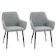 image 1 of HOMCOM Dining Chairs Upholstered Linen Fabric Metal Legs, Set of 2, Light Grey