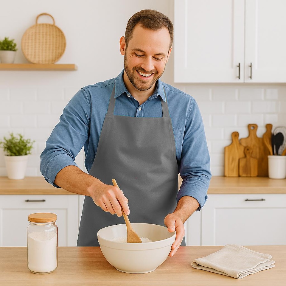 image 1 of Nicola Spring Cotton Kitchen Bib Aprons - One Size - Grey - Pack of 2