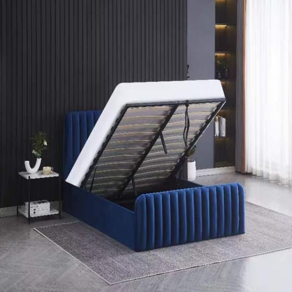 image 1 of Ottoman Storage Bed blue 4ft Double velvet bed gas lift up Storage Bed bedroom furniture