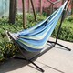 image 3 of Gr8 Garden Single Cotton Hammock Outdoor Swing with Space Saving Metal Stand Frame