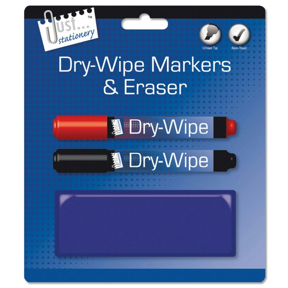 image 1 of Single Pack of 2 Whiteboard Markers and an Eraser