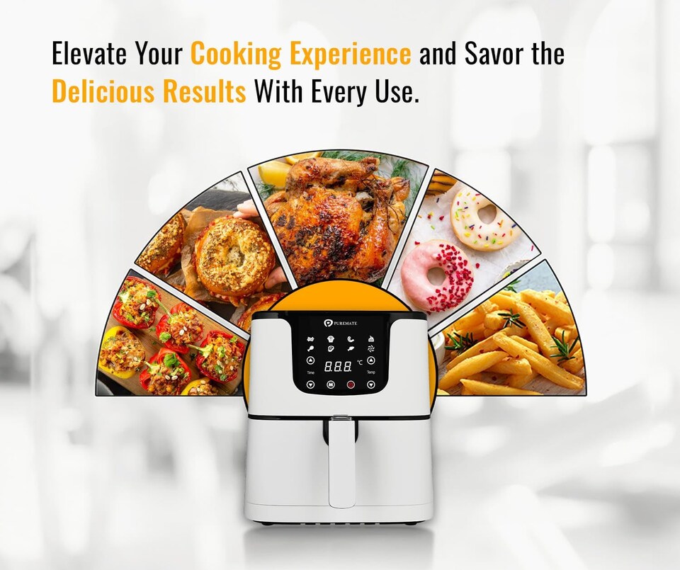 image 1 of 5.5L Digital Air Fryer with Timer and Low Fat Oil Free White