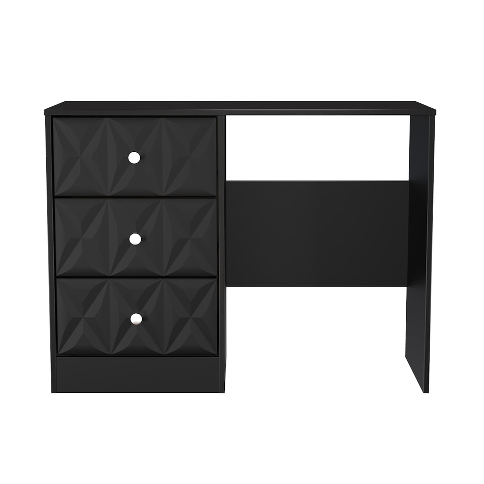 image 1 of Memphis 3 Drawer Vanity in Deep Black & Black Matt (Ready Assembled) | Black | Deep Black & Black Matt