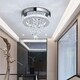 image 4 of Living and Home Modern Round Crystal Ceiling Light with Droplet Accents | Chrome