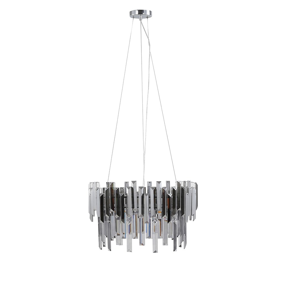 image 1 of Onega 3-Light Chrome Smoked Glass Pendant Ceiling Light