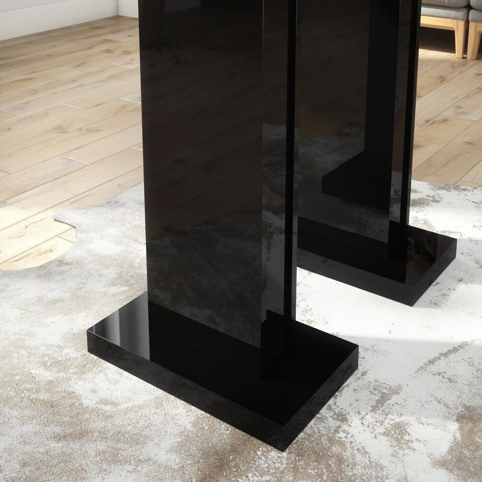 image 1 of Extendable Dining Table Modern Black Gloss Small Extending 4 6 8 Seater Dining Room Pillar Pedestal Leg GIA