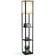 image 1 of HOMCOM Floor Lamp Reading Lamp with 3-Tier Storage Shelf for Home Office, Black