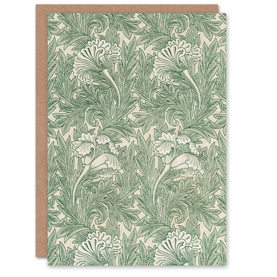image 1 of William Morris Art Card Tulip Flower Art Nouveau Pattern
