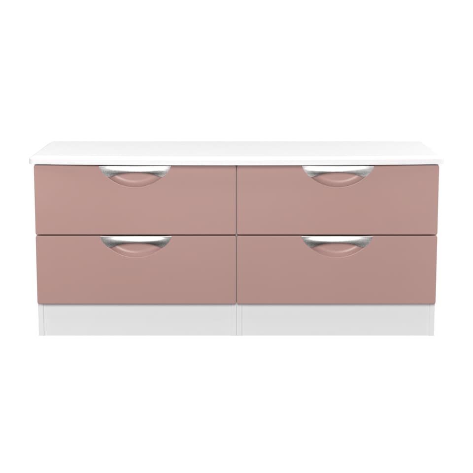 image 1 of Holborn 4 Drawer Bed Box in Kobe Pink & White (Ready Assembled) | Pink | Kobe Pink & White