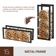 image 6 of HOMCOM Metal Firewood Log Holder Tall Firewood Rack Indoor Outdoor Fireplace Wood Storage Shelf with Side Rails, Rust-Resistant, Black, 40W x 25D x 100H cm